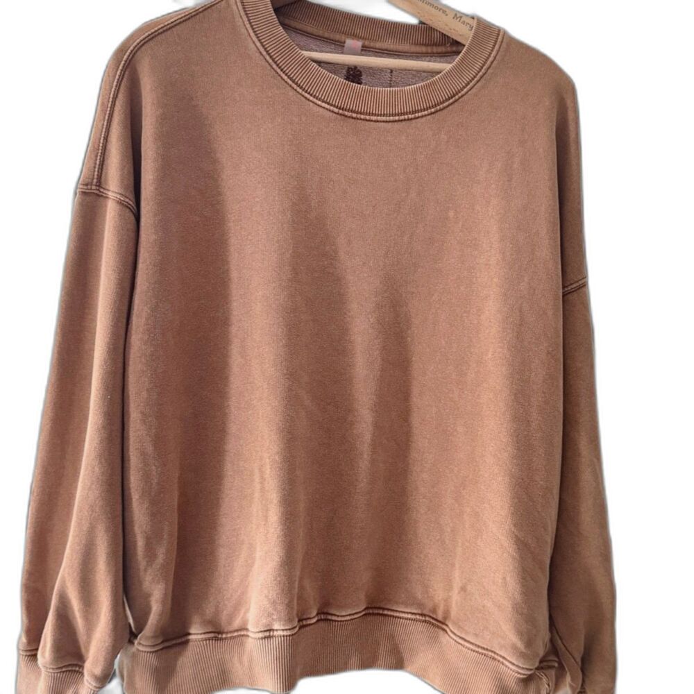 FP Movement Free People Intercept Pullover Sweatshirt Washed Rust Orange M/L